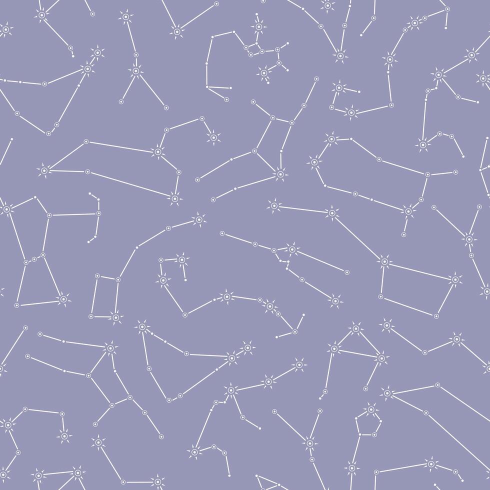 verschillend sterrenbeelden Aan blauw achtergrond naadloos patroon. hemel- ontwerp voor textiel, omhulsel papier, Hoes vector
