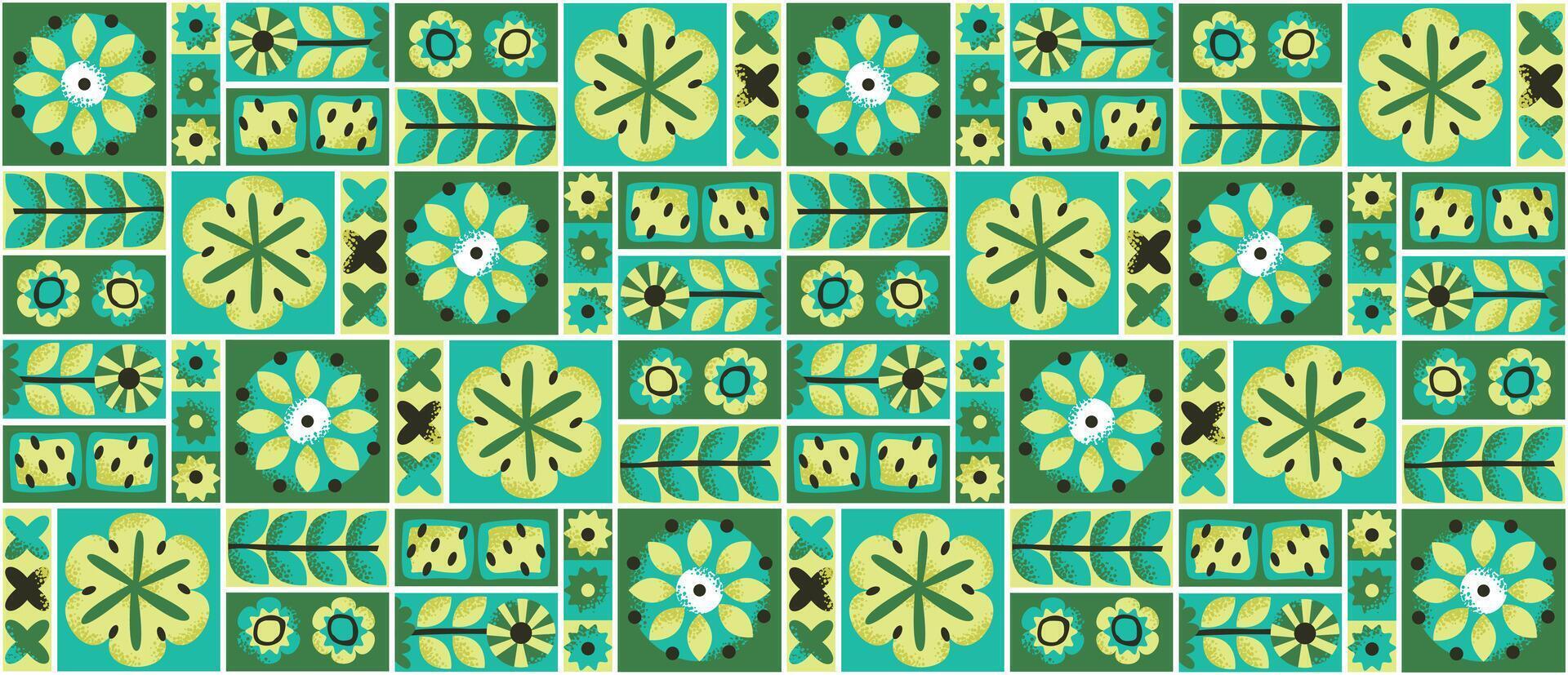 bloemen meetkundig naadloos patroon. retro Scandinavisch stijl. natuurlijk biologisch bloem planten. eco landbouw concept vector