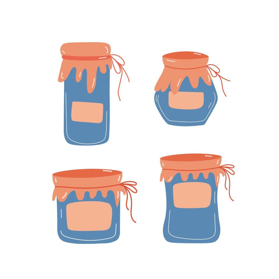 glas potten illustraties set. schattig potten geïsoleerd Aan wit achtergrond. vector
