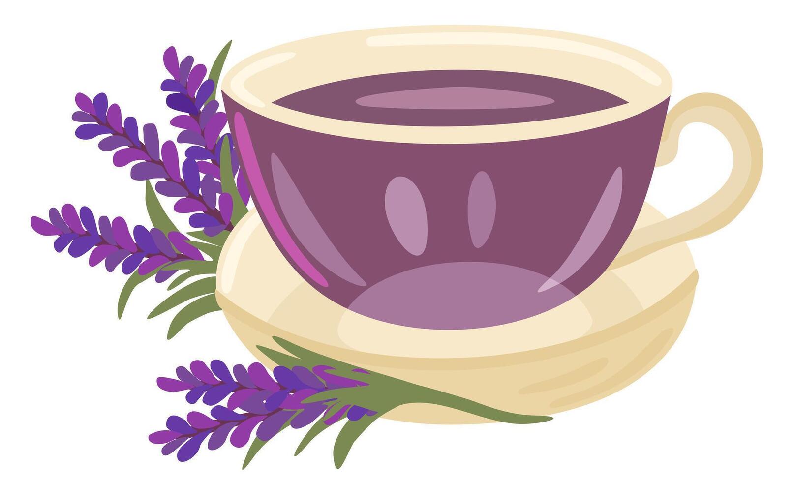 lavendel thee in beker. smakelijk gezond heet drankje. geïsoleerd illustratie vector