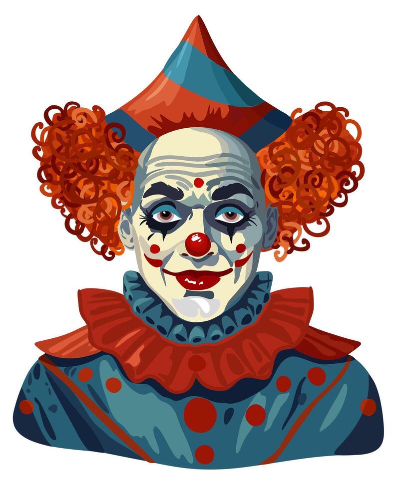 clown. geïsoleerd helder portret van circus acteur vector
