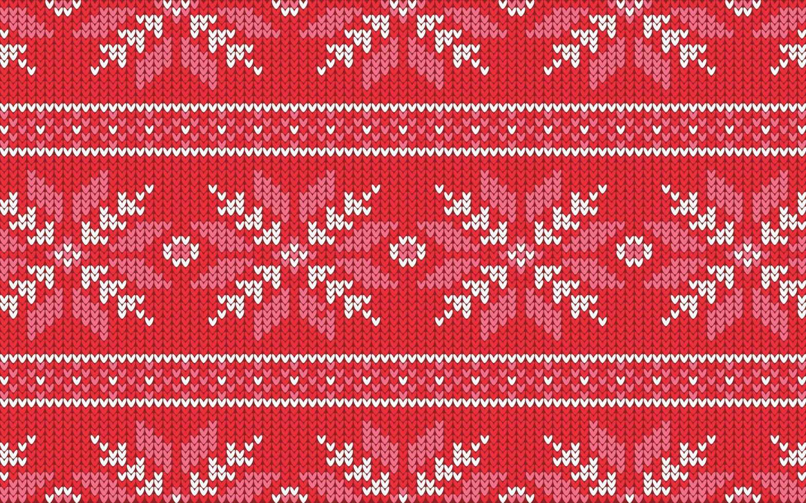 kerstjacquardpatroon met rode sneeuwvlokken vector