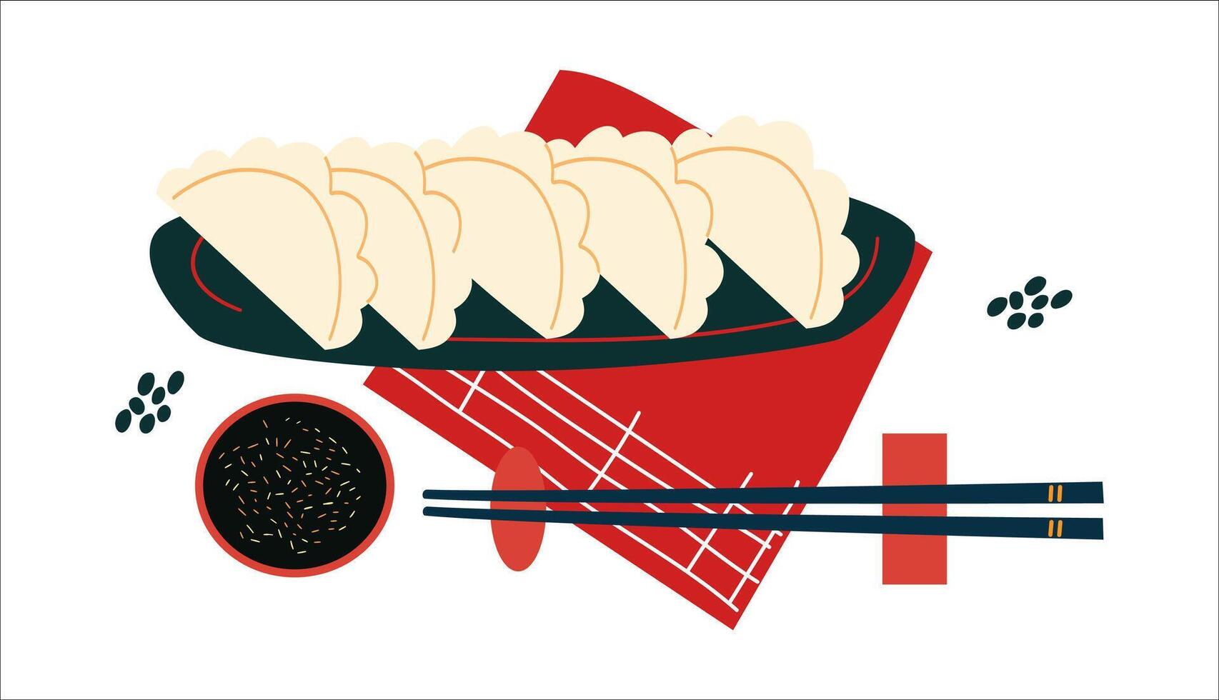 illustratie van knoedels. Aziatisch maaltijd. Japans en Chinese voedsel. vector