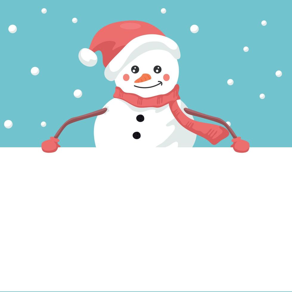 kerstkaart voor de toewijding van een gelukkige sneeuwpop vector