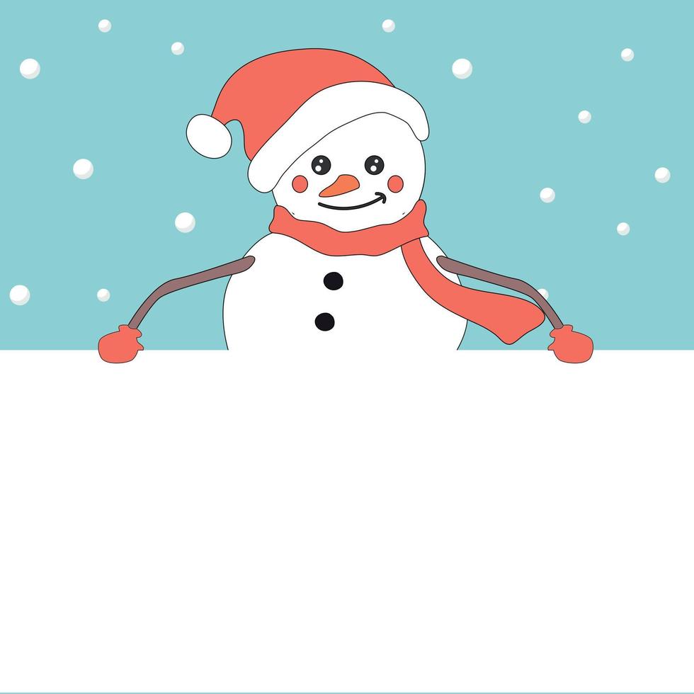 vrolijk kerstfeest uitnodigingskaart van tender snowman vector