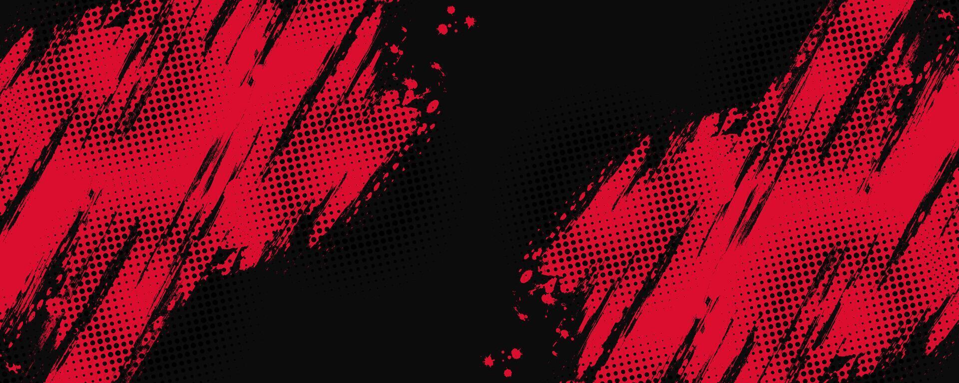 abstract rood en zwart vuil grunge achtergrond met halftone effect. sport- achtergrond met borstel beroerte illustratie vector