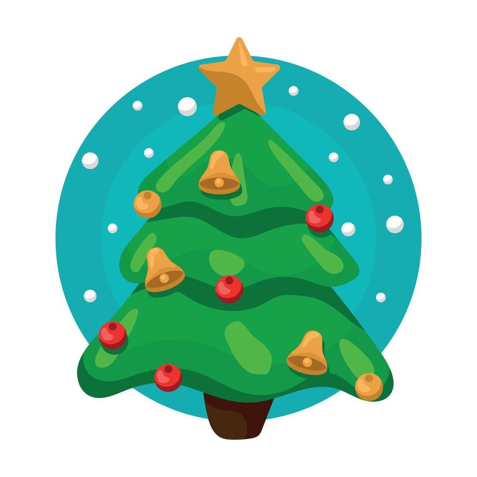 kerstboom versierd met jingle bells en ballen. vector