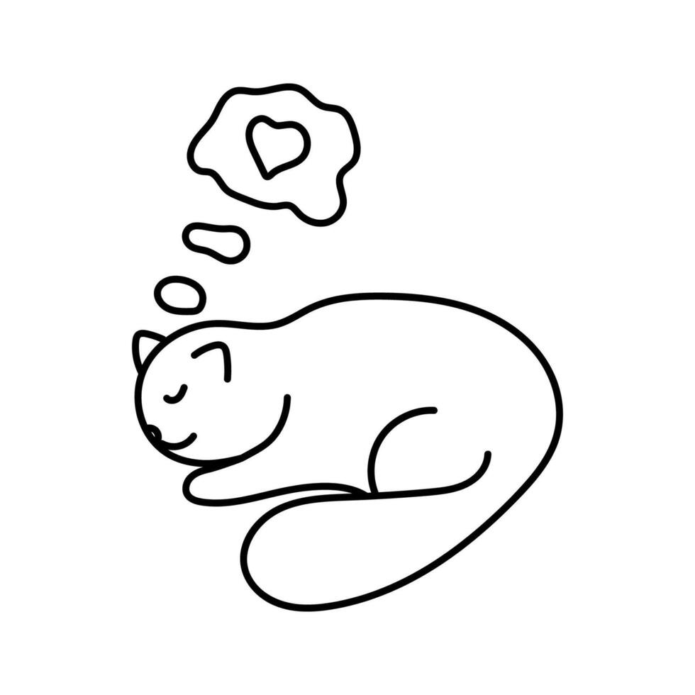 kat met een hart in tekening stijl. vector