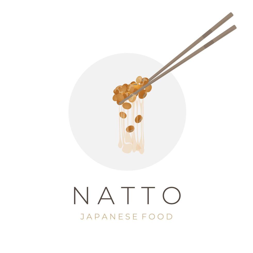 logo illustratie van natto met eetstokje vector