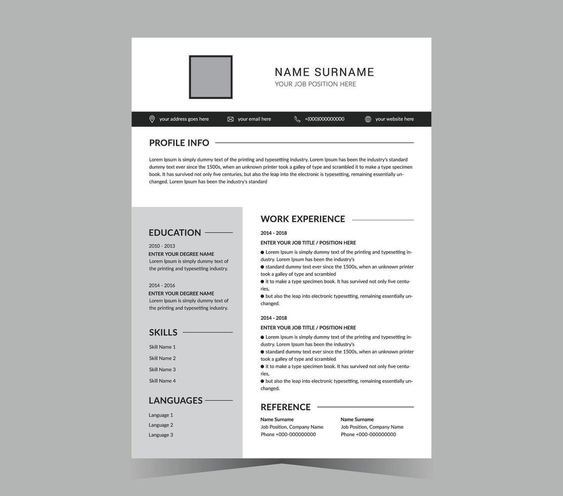 CV sjabloon of modern hervat en ontwerp. vector