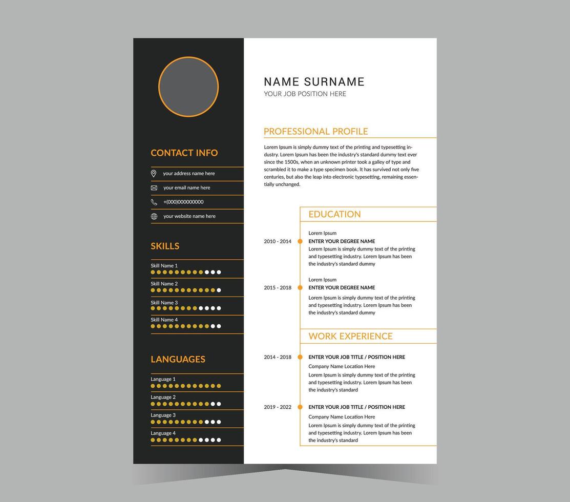 CV sjabloon of modern hervat en ontwerp. vector