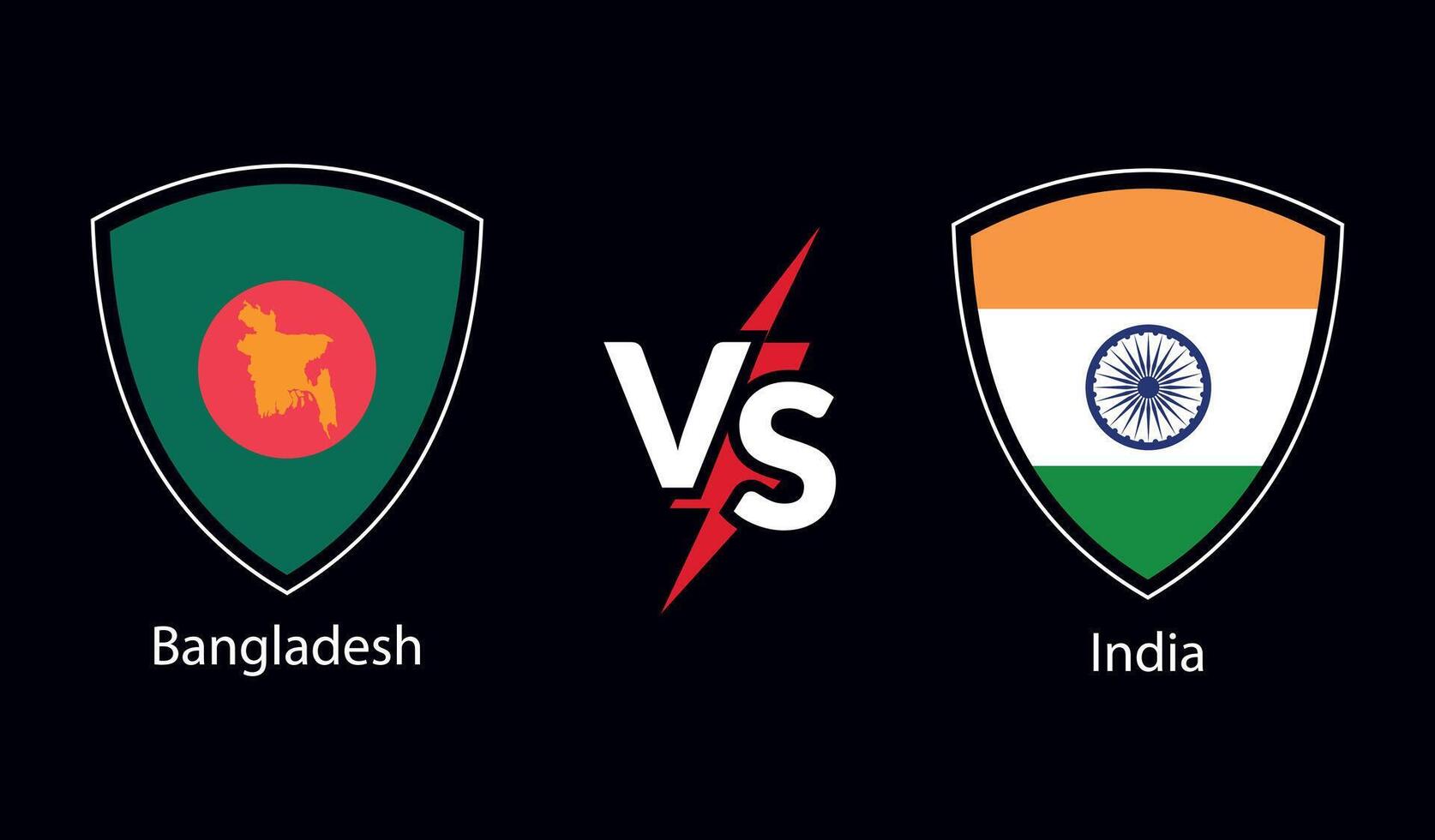 Indië vs Bangladesh Internationale krekel vlag insigne ontwerp Aan Indisch horizon achtergrond voor de laatste wereld beker. eps voor sport- bij elkaar passen sjabloon of banier in illustratie. vector