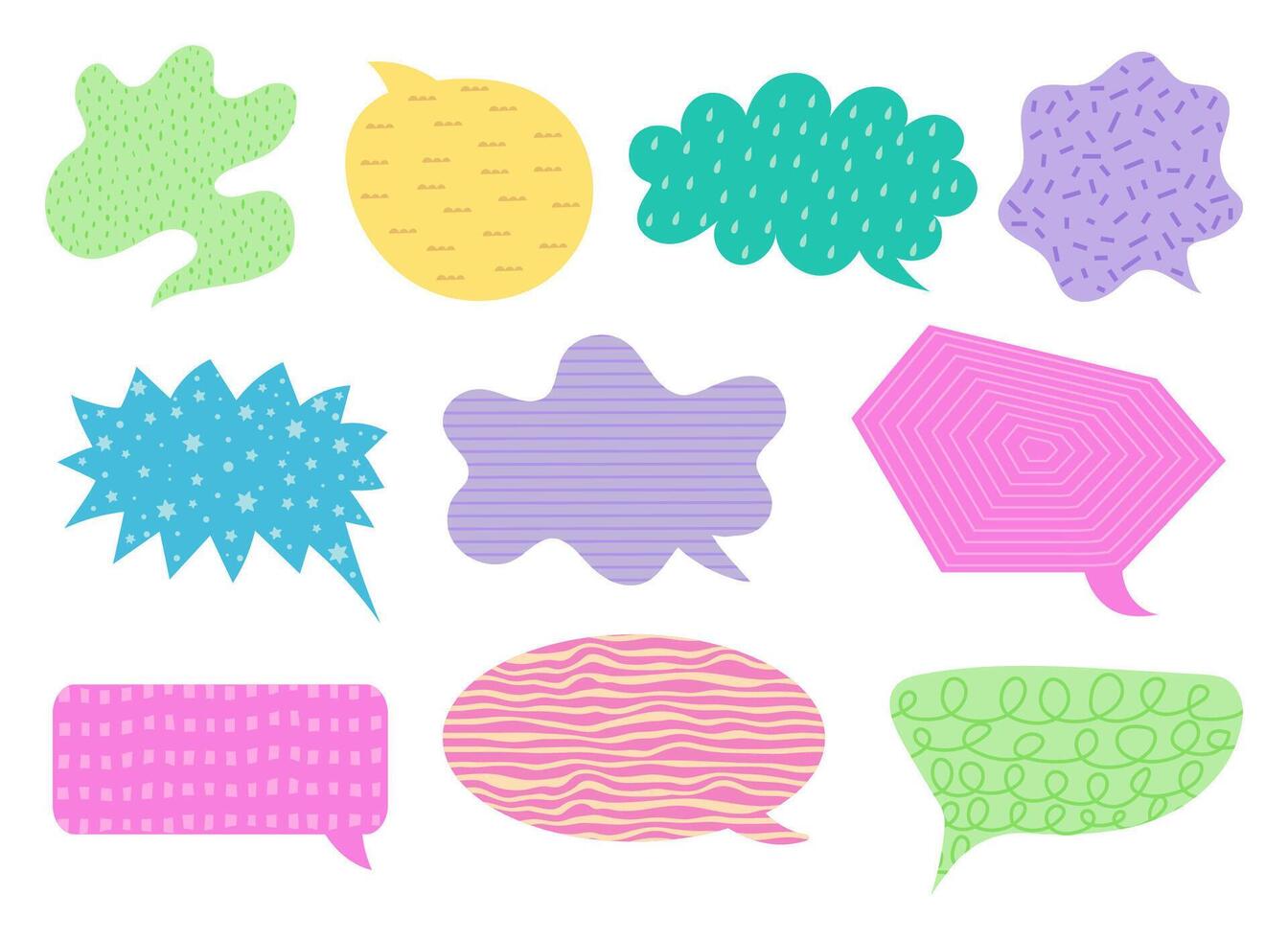 kleurrijk toespraak bubbel met structuur illustratie. abstract meetkundig kleurrijk vormen set. vector