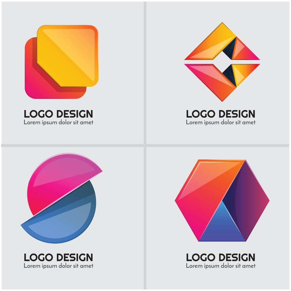 abstract logos met verschillend kleuren vector