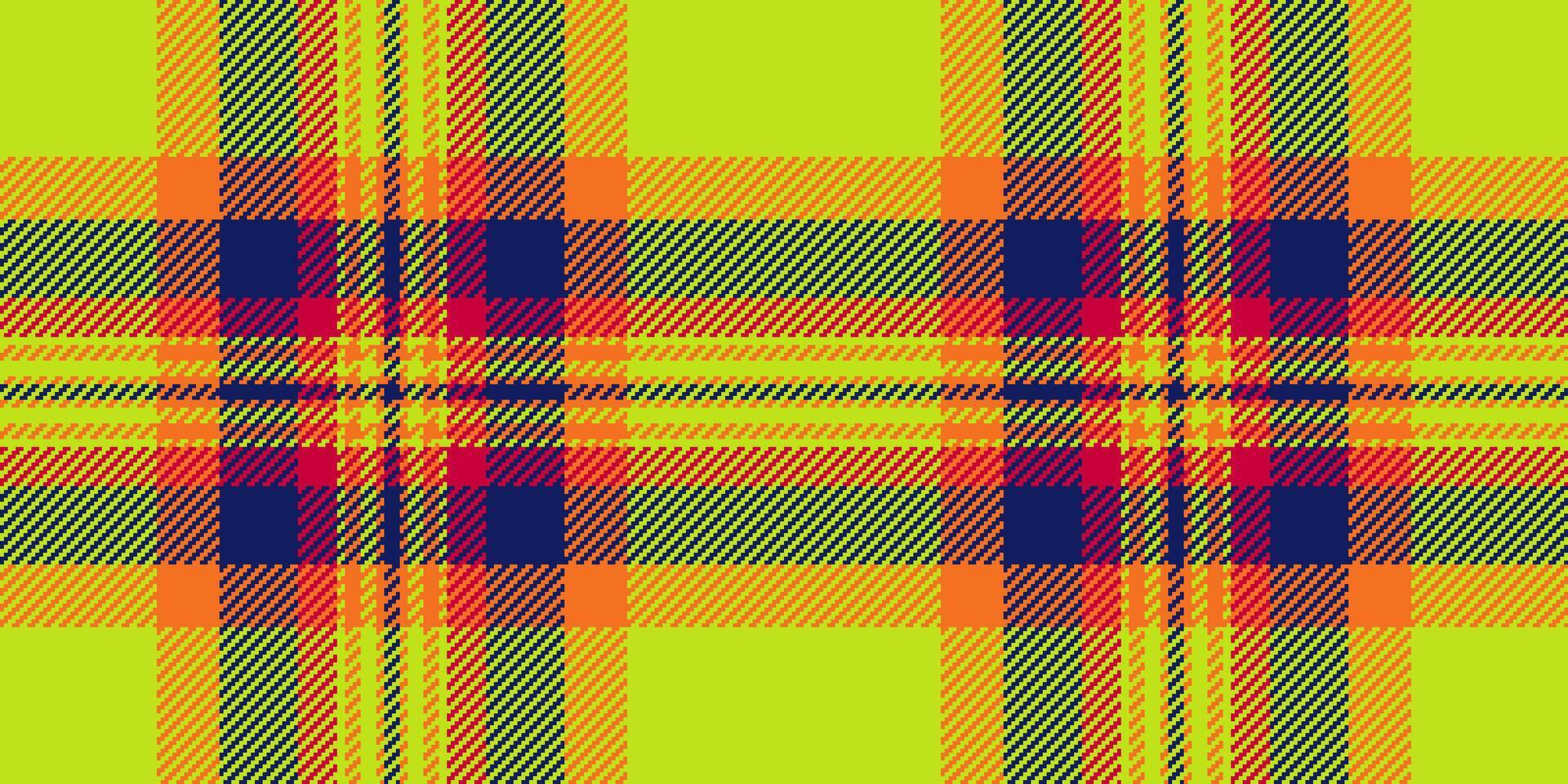 Kerstmis naadloos Schotse ruit controleren, november plaid patroon. koning structuur textiel achtergrond kleding stof in limoen en oranje kleuren. vector