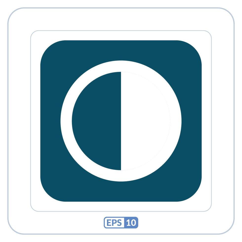 een blauw en wit knop met een cirkel in de midden. contrast vlak icoon vector