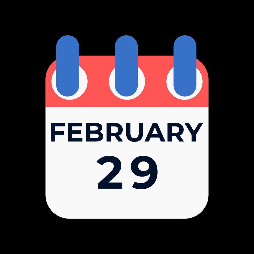 februari 29 kalender Aan zwart achtergrond, gelukkig sprong dag 29e extra dag van de jaar 366 dagen illustratie. vector