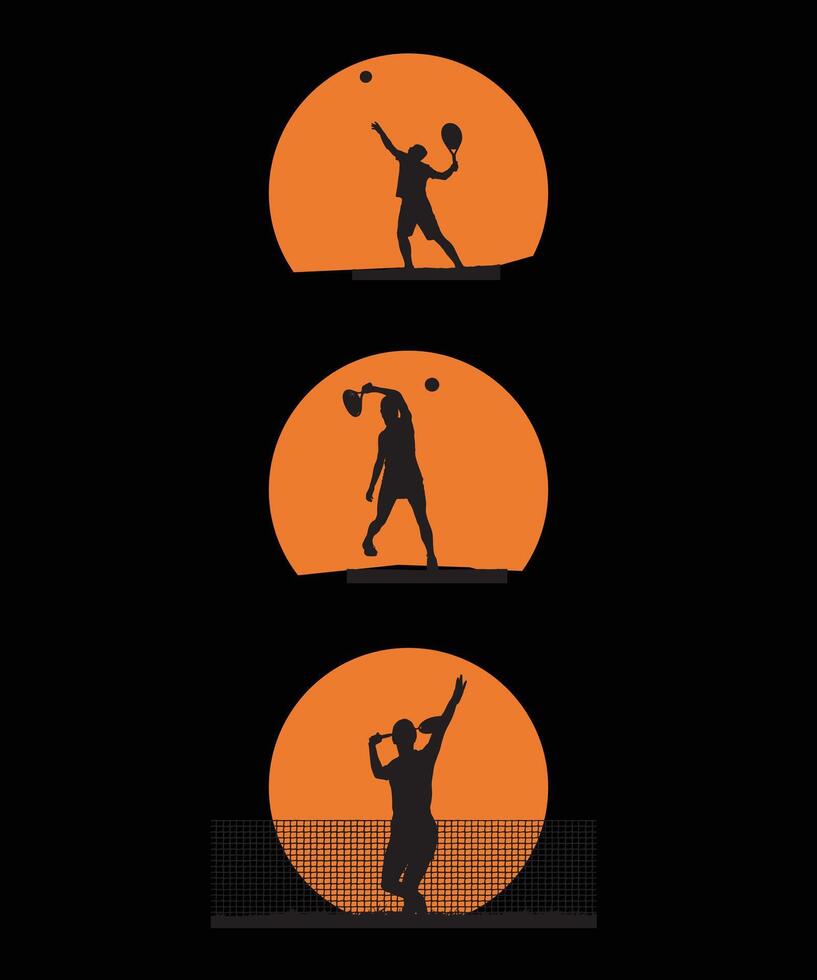 Mens spelen tennis silhouet vector