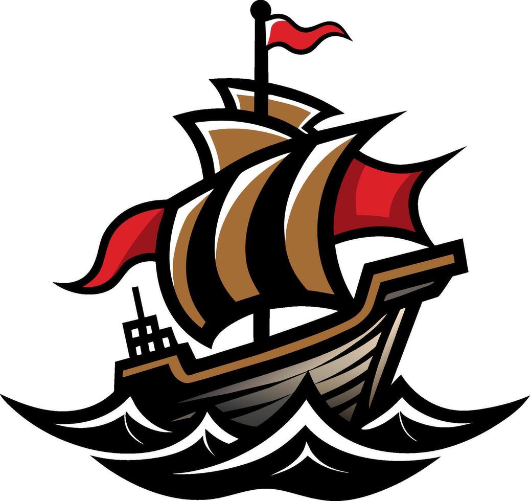 modern piraten schip logo illustratie vector