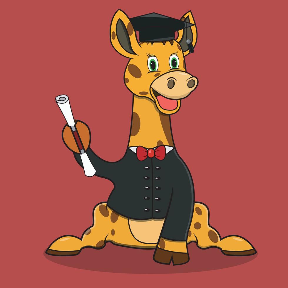 karakter giraf met afgestudeerde custom vector
