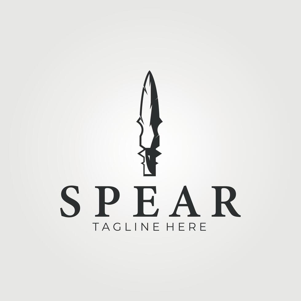 spartaans speer logo icoon wijnoogst illustratie ontwerp vector