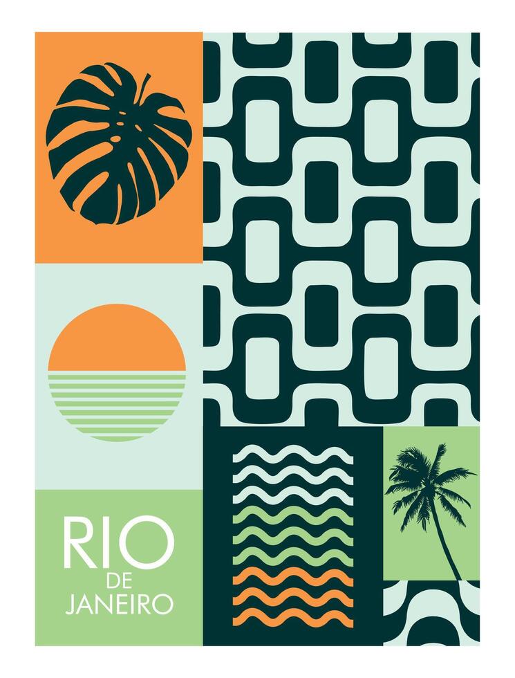 illustratie van grafisch elementen zinspelend naar de stad van Rio de janeiro, Brazilië. vector