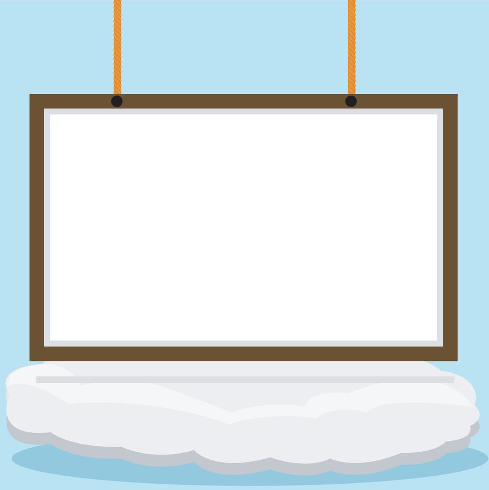 leeg banner whiteboard op wolken en blauwe kleurenachtergrond vector