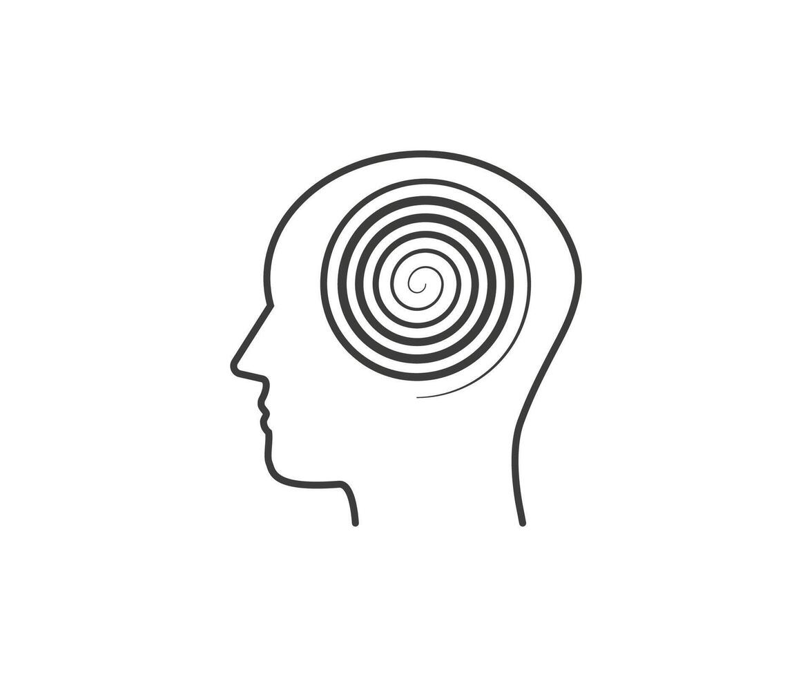hypnose, hoofd, spiraal icoon. illustratie. vector