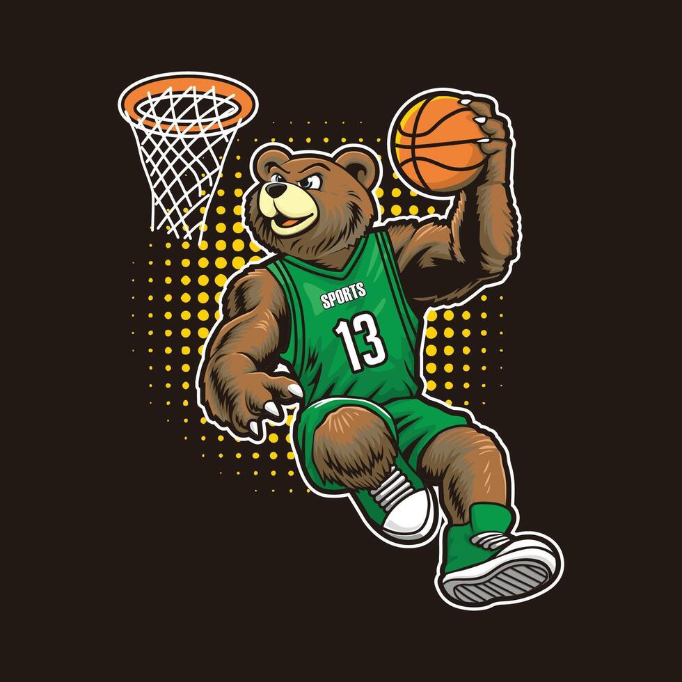 bears spelen basketbal illustratie ontwerp vector