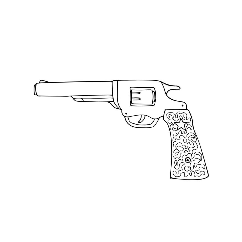 hand getekend western cowboy pistool. pistool revolver. illustratie van cowboy revolver geïsoleerd Aan wit achtergrond vector