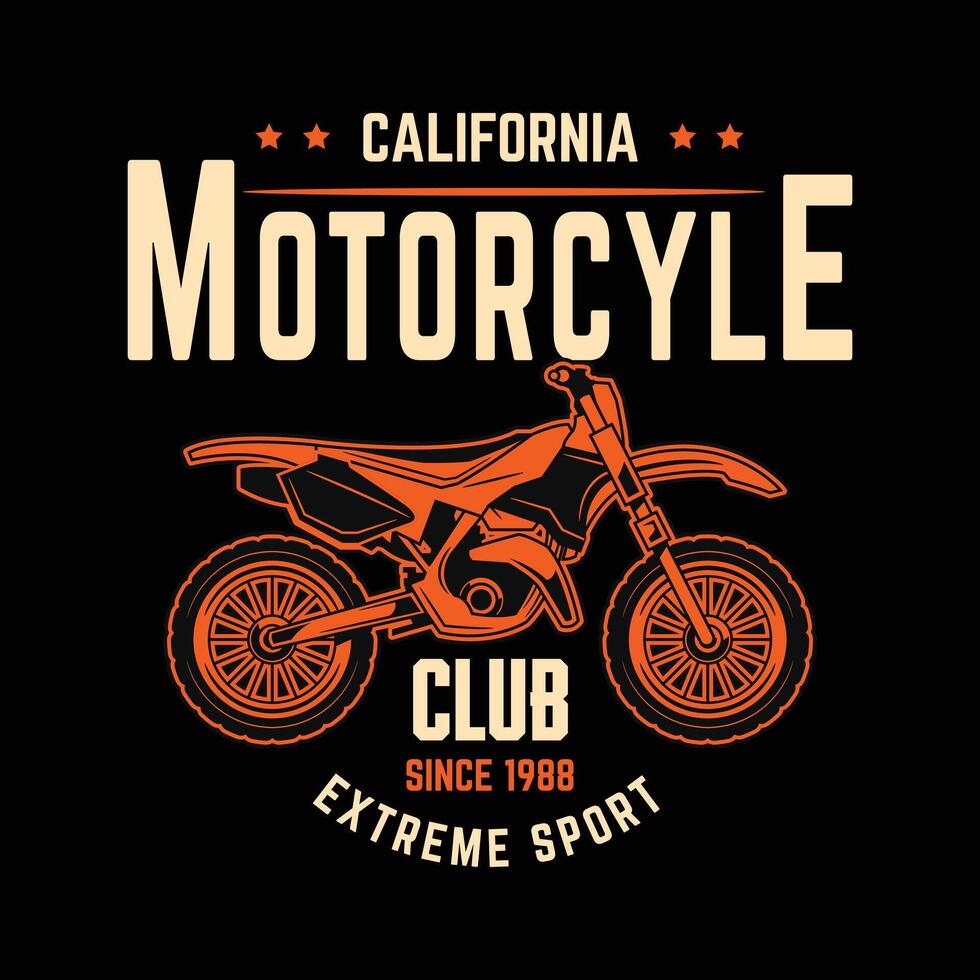 Op maat motorfiets fietser mode typografie extreem racing club t-shirt kleding stempel, sticker embleem, typografie afdrukken, kleding stof lap. gotisch kalligrafie. Californië hipster retro insigne wijnoogst vector