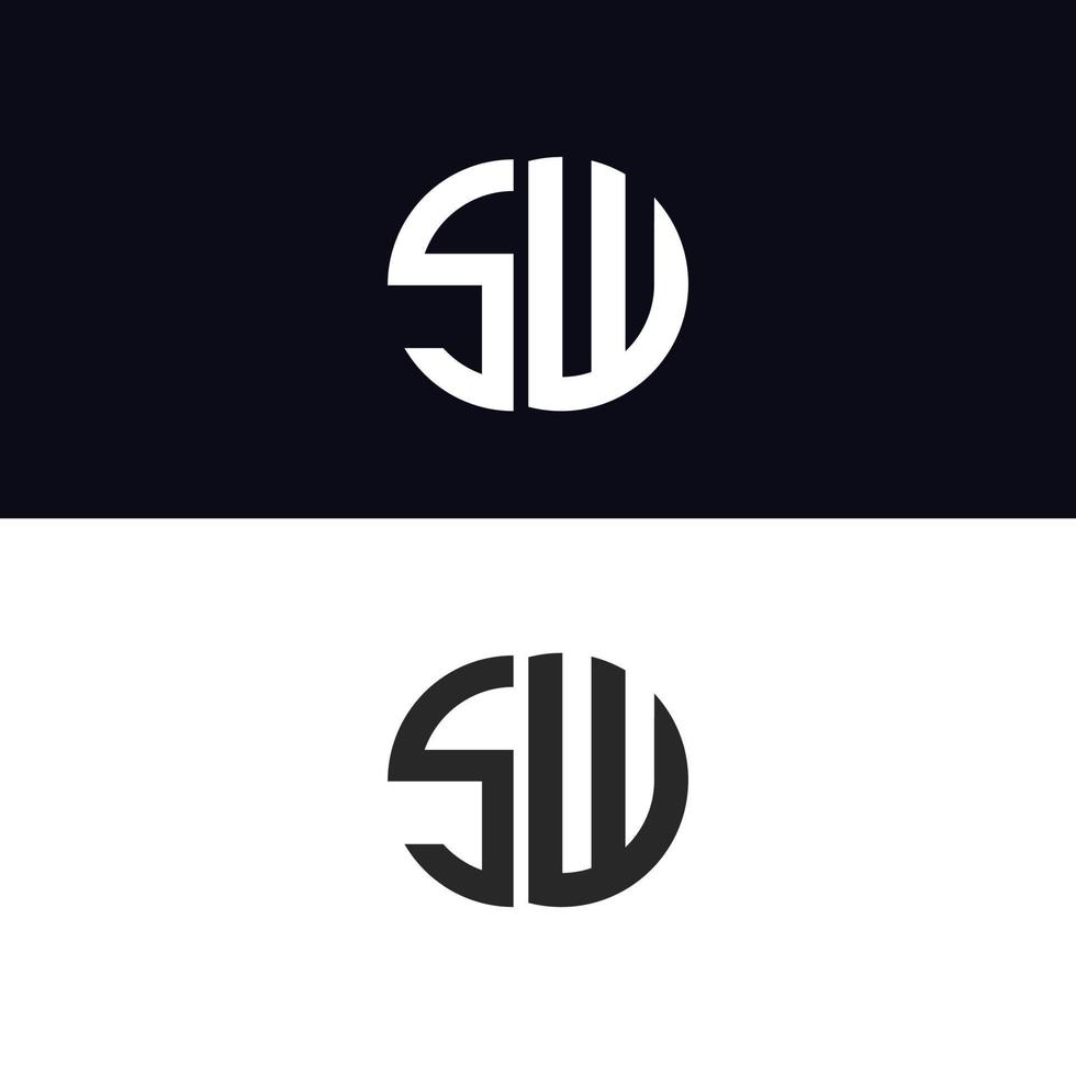 SW brief logo vector sjabloon creatief modern vorm kleurrijk monogram cirkel logo bedrijfslogo raster logo