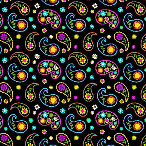 mod neon paisley patroon vector