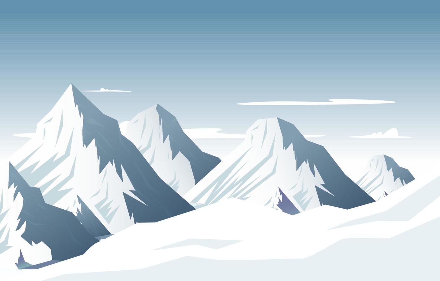 sneeuw hoge piek berg bevroren ijs natuur landschap avontuur illustratie vector