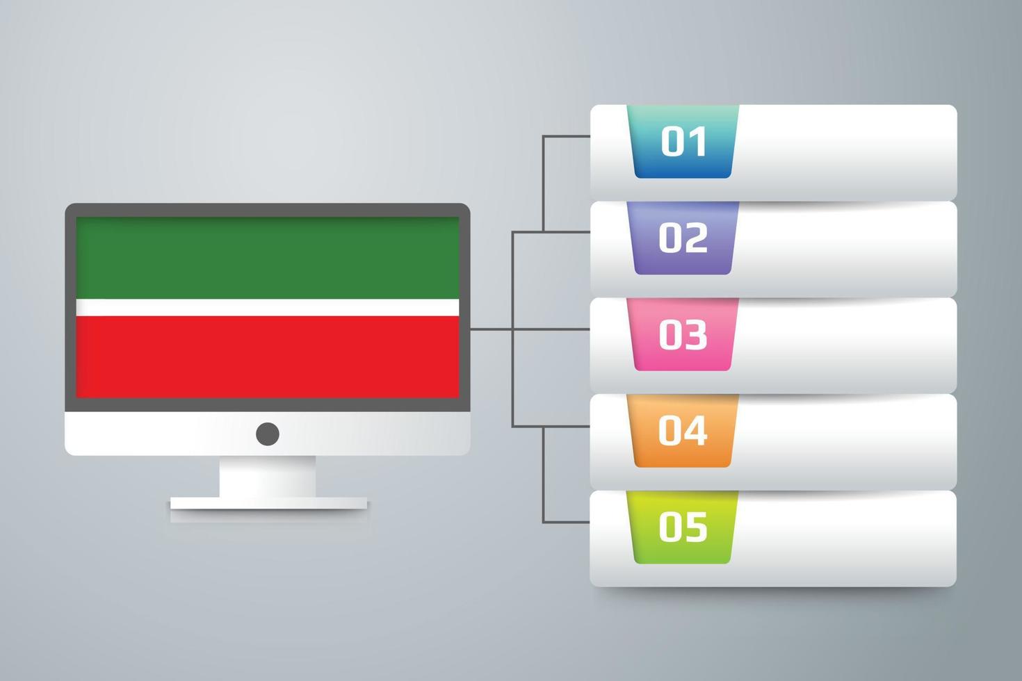 vlag van tatarstan met infographic ontwerp opnemen met computermonitor vector