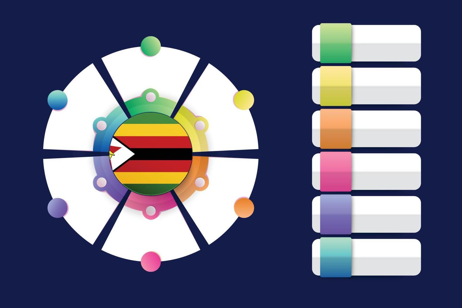 vlag van zimbabwe met infographic ontwerp opnemen met verdeelde ronde vorm vector
