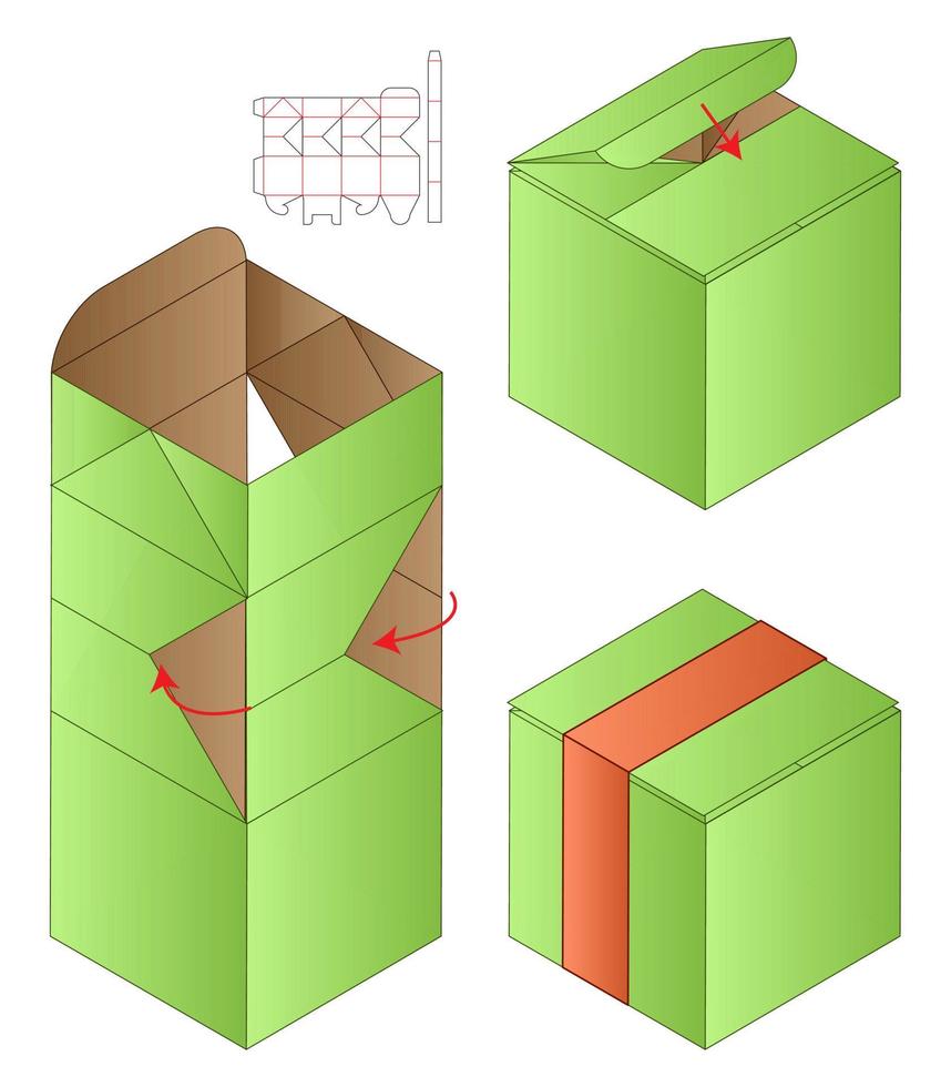 doos verpakking gestanst sjabloonontwerp. 3D-model vector