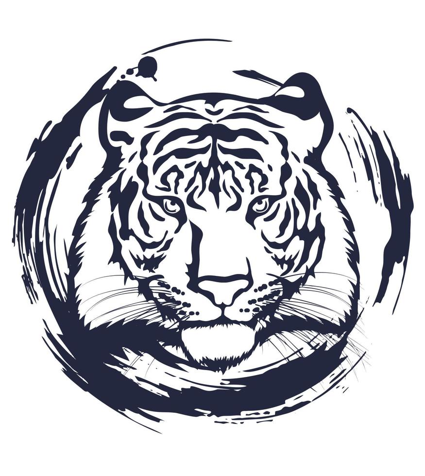 tijger hoofd. silhouet van een tijger hoofd geïsoleerd op een witte achtergrond. vector
