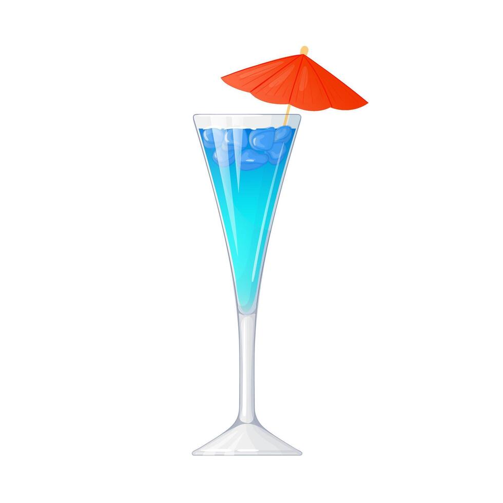 blauw cocktail. alcoholisch drankje, hand- getrokken in tekenfilm stijl. vector