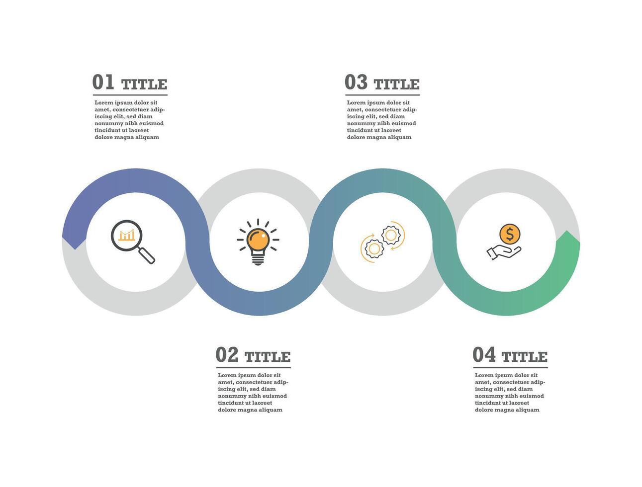 bedrijfsinfographics werkwijze. tijdlijn infographics met 4 stappen. vector