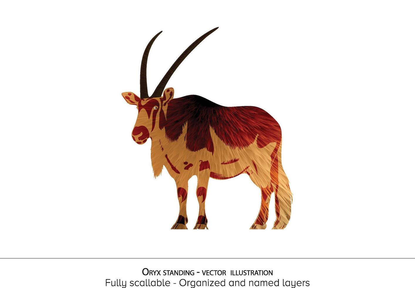oryx staand illustratie. realistisch dier illustratie - georganiseerd lagen en animatie klaar . realistisch vos tekening vector