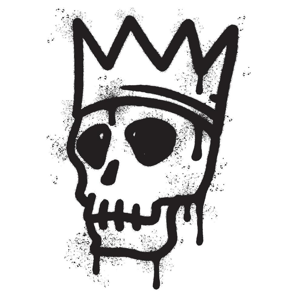 verstuiven geschilderd graffiti schedel in de kroon icoon gespoten geïsoleerd met een wit achtergrond. vector