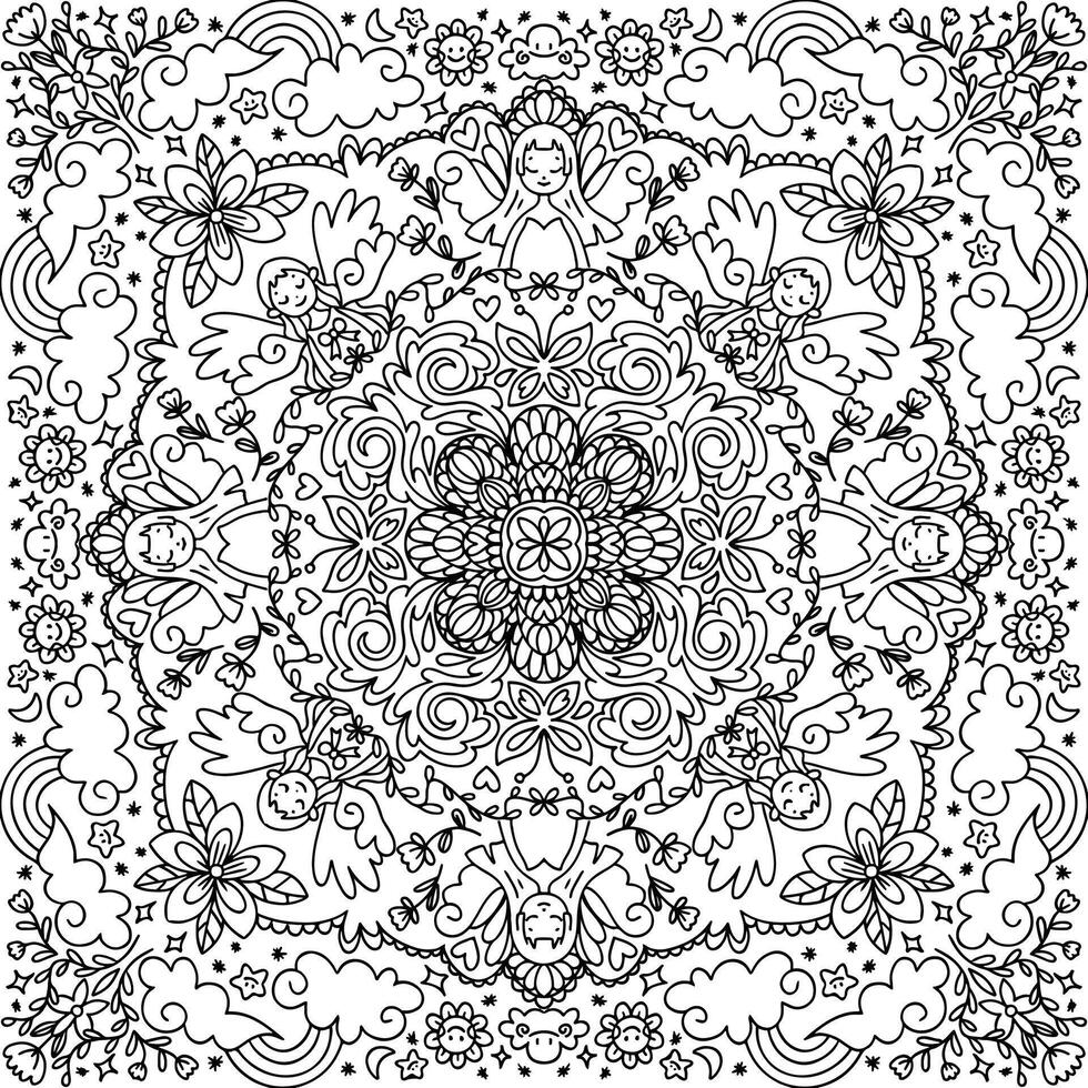 vlak ontwerp abstract schets mandala volwassen kleur bladzijde afdrukbare vector