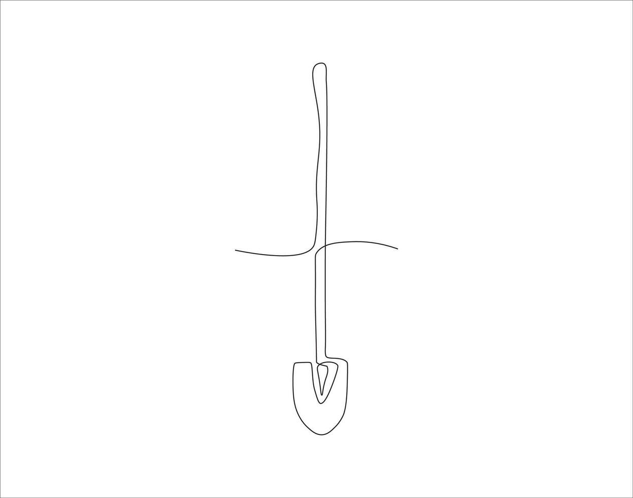 doorlopend lijn tekening van Schep. een lijn van Schep. tuinieren gereedschap doorlopend lijn kunst. bewerkbare schets. vector