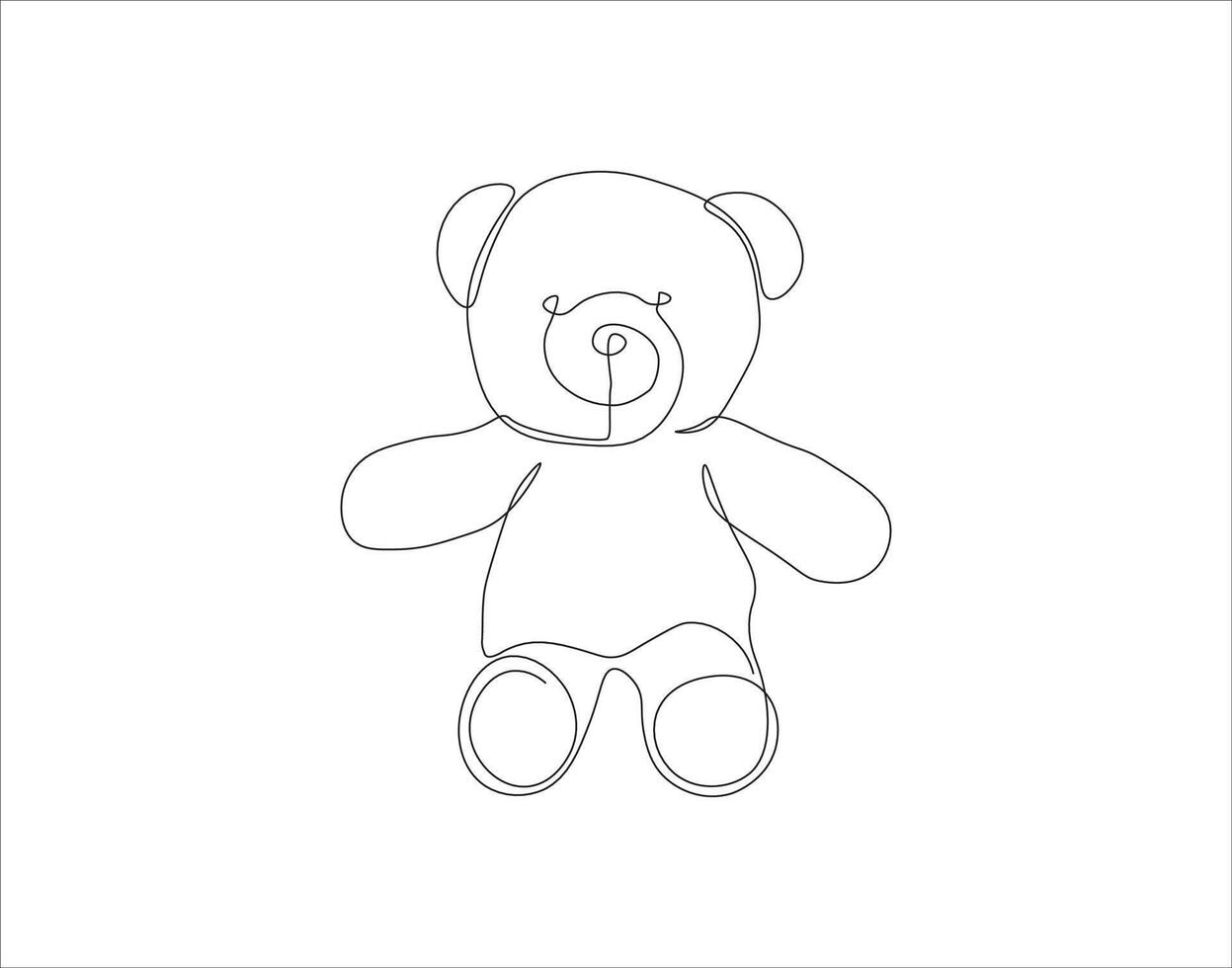 doorlopend lijn tekening van teddy beer. een lijn van teddy beer. pop doorlopend lijn kunst. bewerkbare schets. vector