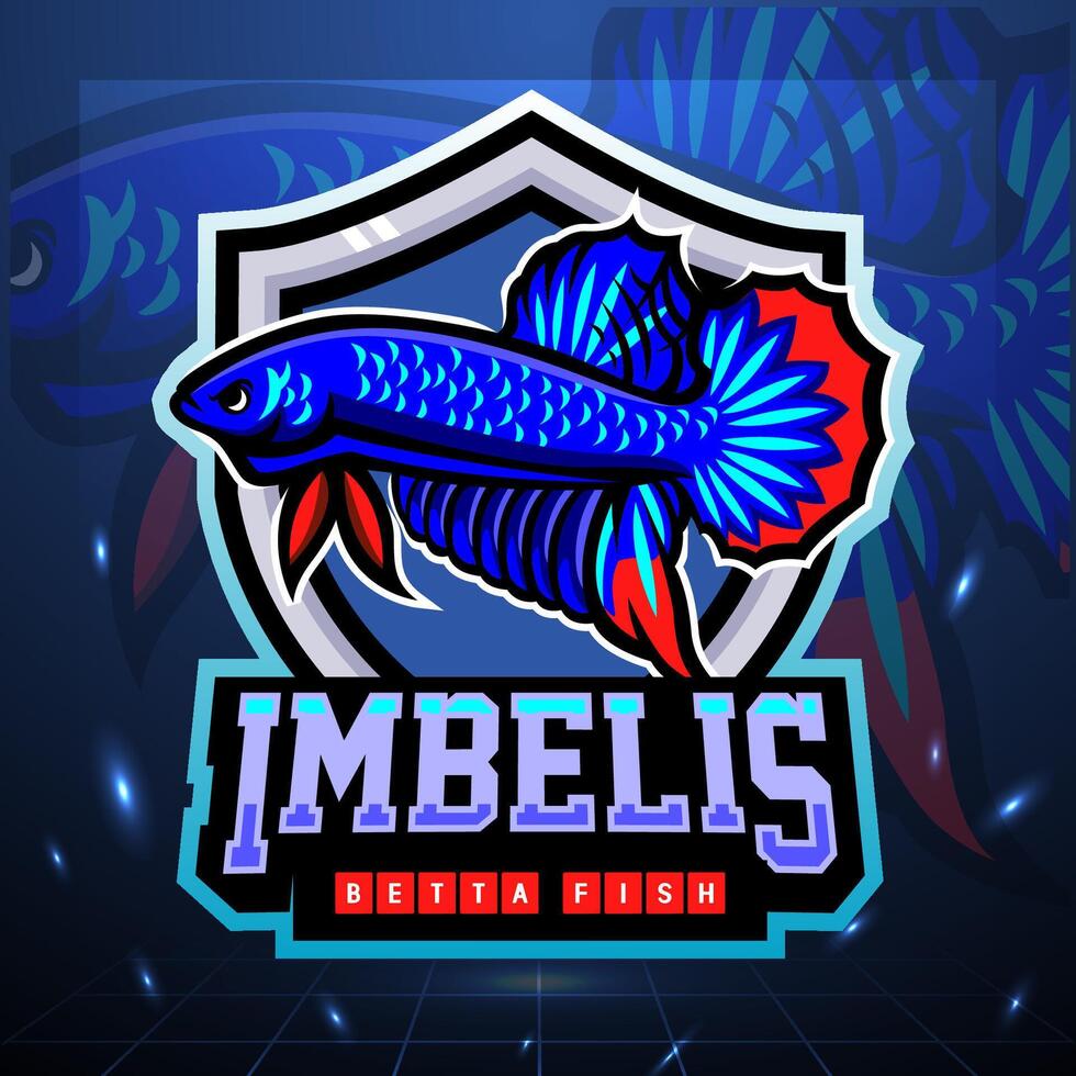 imbelis betta vis mascotte. esport logo ontwerp vector