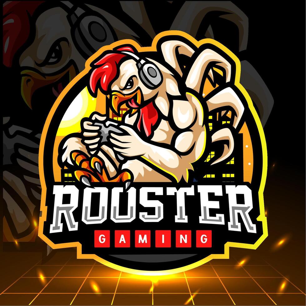 haan gaming mascotte. esport logo ontwerp vector