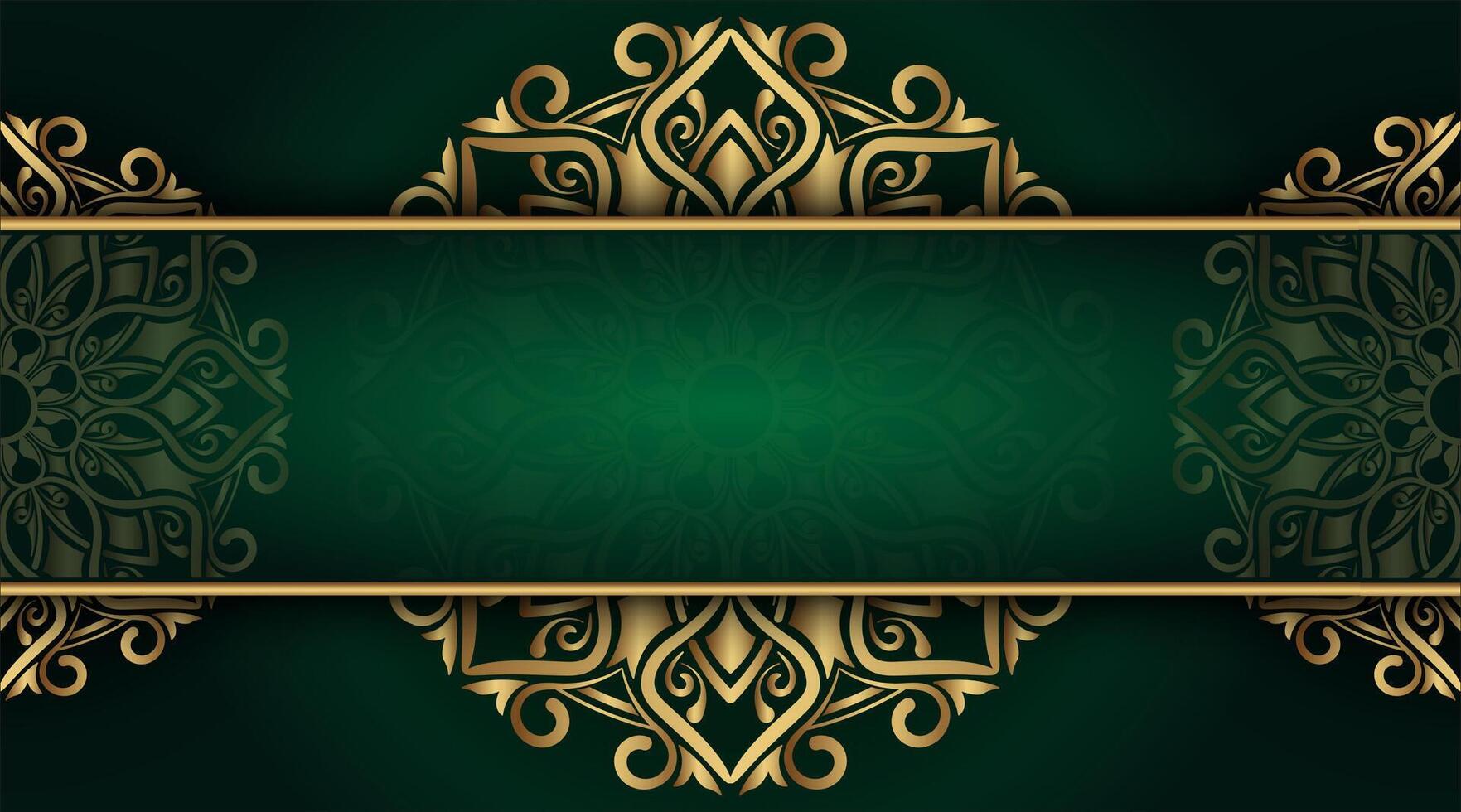 luxe groen achtergrond met sier- mandala vector