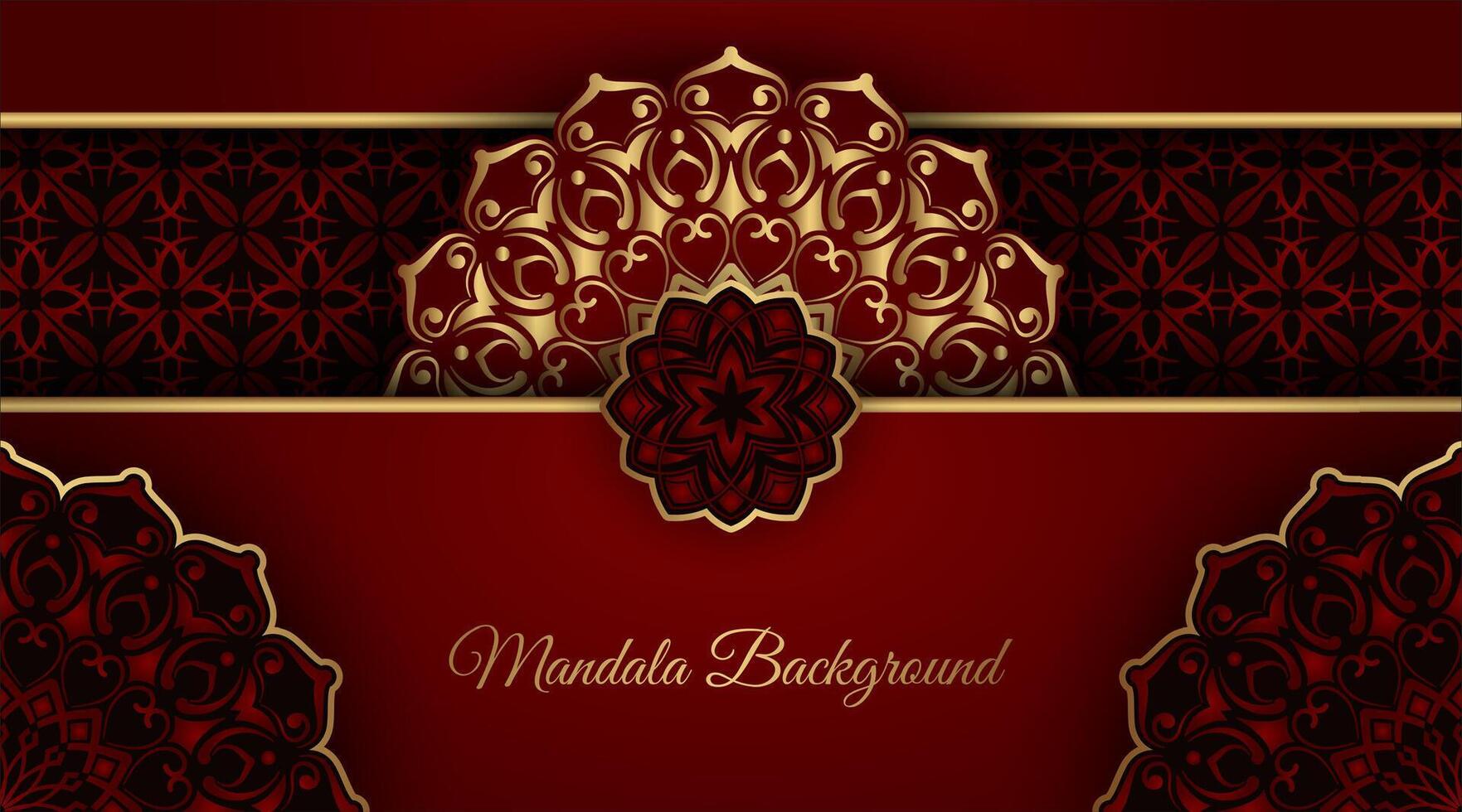 luxe rood achtergrond met sier- mandala vector