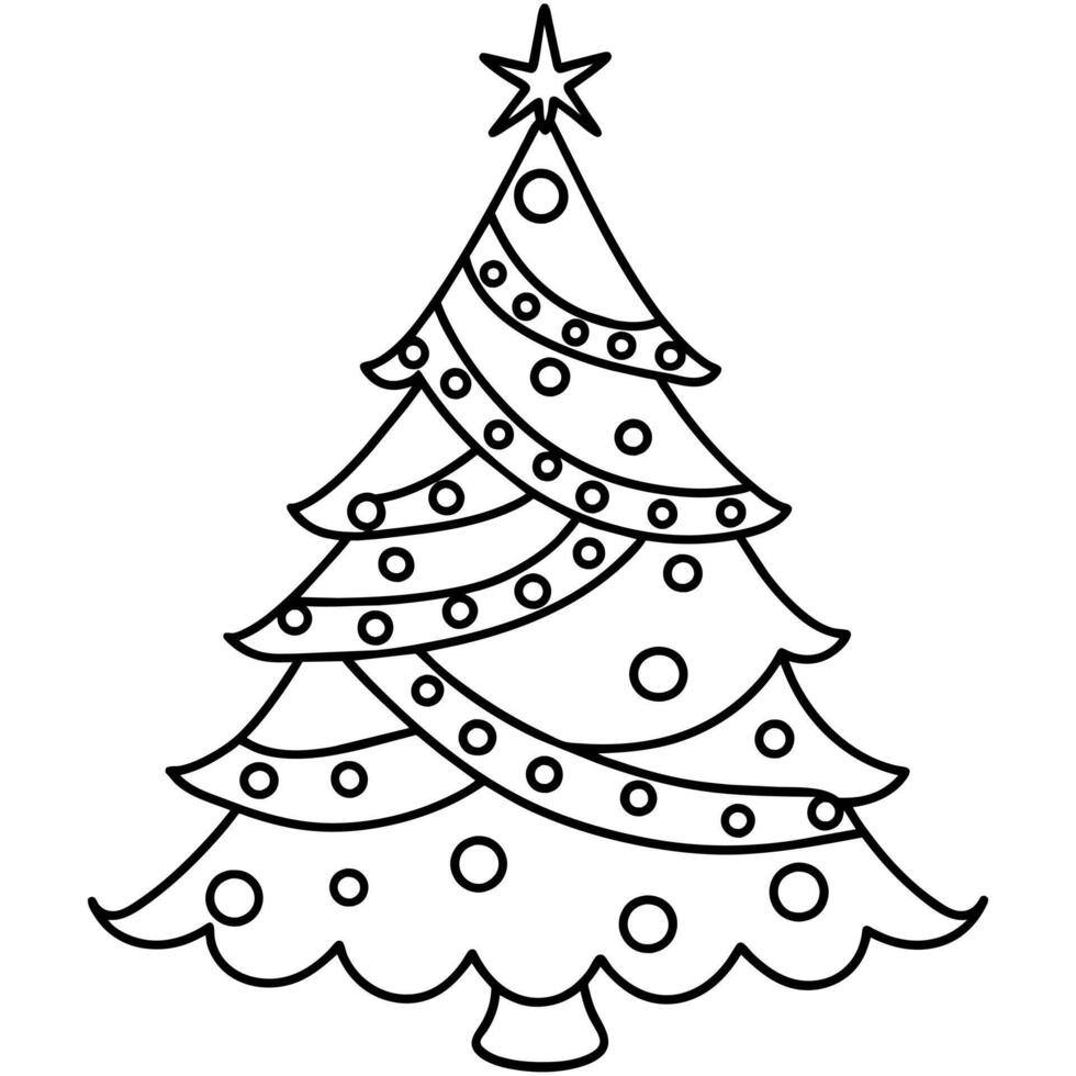 Kerstmis boom schets illustratie digitaal kleur boek bladzijde lijn kunst tekening vector